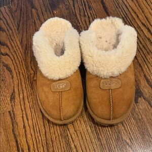 UGG Chestnut Suede Shearling Clog Slippers